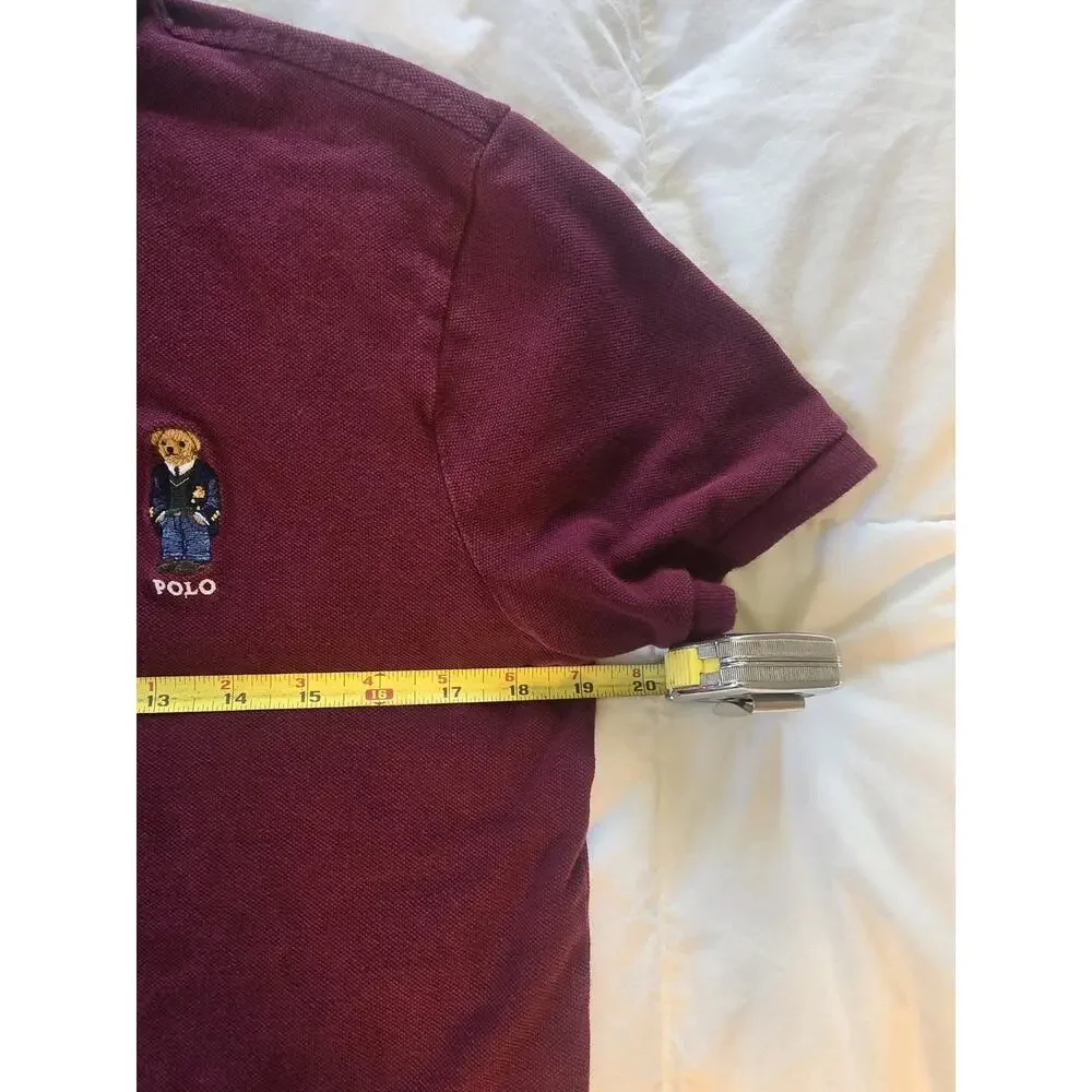 Polo Ralph Lauren Devi Bear Logo Burgundy Polo women's medium size Maroon